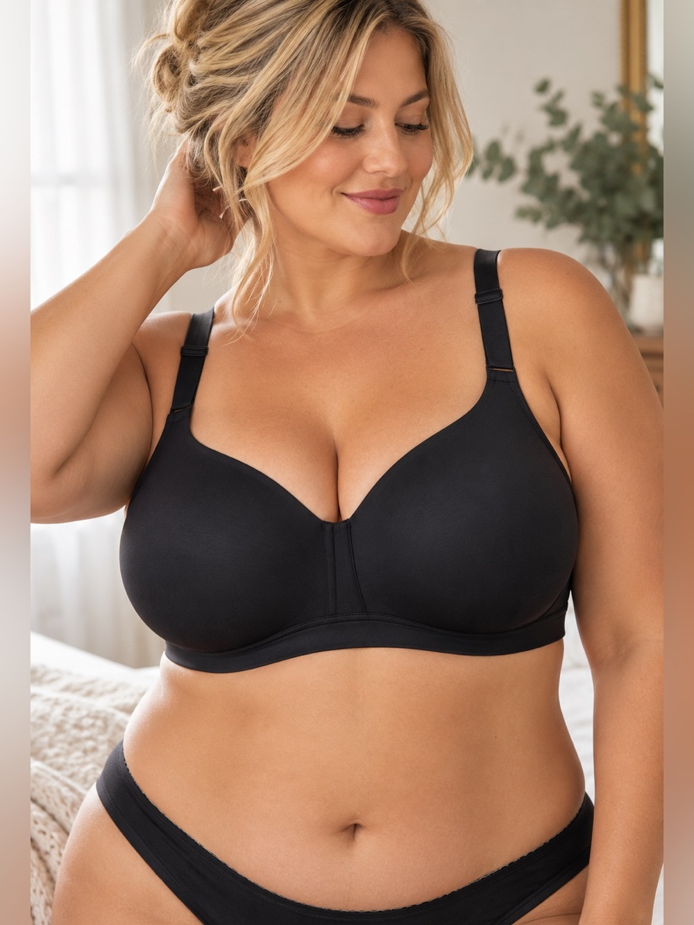 Catherine’s 50D Black No-Wire Bra Full Coverage Smooth NWT Comfort